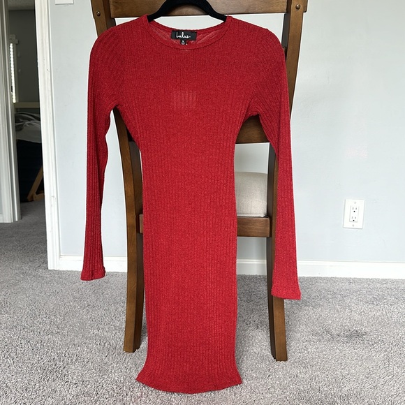 Put on Your Playlist Rust Red Long Sleeve Bodycon Dress - Picture 5 of 6